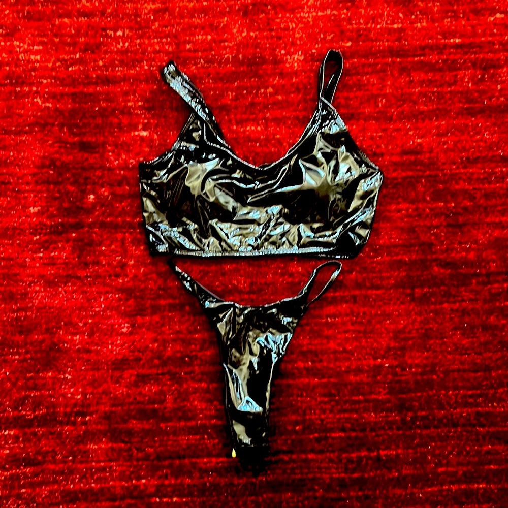 Faux leather bikini. Size M. NWOT